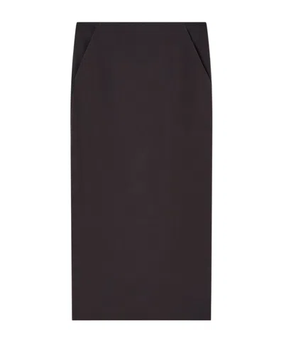 Giorgio Armani Back-zip Midi Skirt In Brown