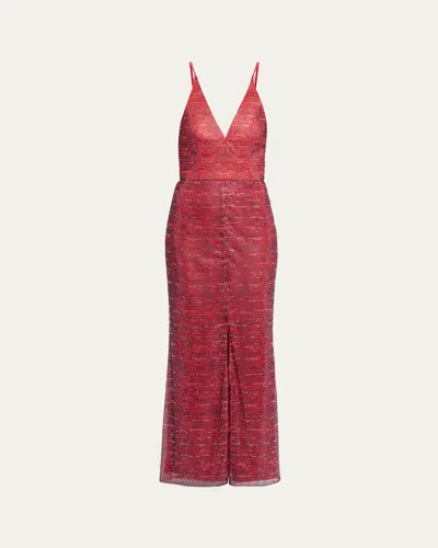 Giorgio Armani Backless Rhinestone Maxi Dress In Pink