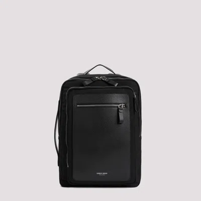 Giorgio Armani Backpack In Black Polyester In Nero