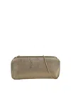 Giorgio Armani Laminated Chain Logo Clutch In Gold