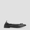 Giorgio Armani Debossed Logo Leather Ballerina Shoes In Nero