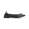 Giorgio Armani Debossed Logo Leather Ballerina Shoes In Black