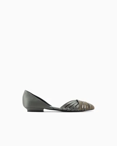 Giorgio Armani Ballerines En Velours Et Satin In Multi