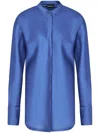 Giorgio Armani Long-sleeved Shirt In Triple Silk Georgette In Gold