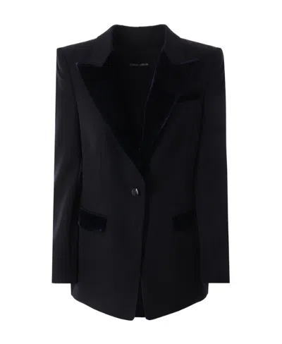 Giorgio Armani Barathea Single-breasted Jacket In Black