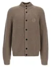 Giorgio Armani Ribbed Texture High Neck Cardigan With Front Pockets In Beige