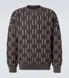 Giorgio Armani Geometric-pattern Crew-neck Sweater In Gray