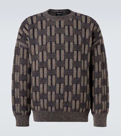 GIORGIO ARMANI BASKETWEAVE-KNIT CAMEL HAIR SWEATER