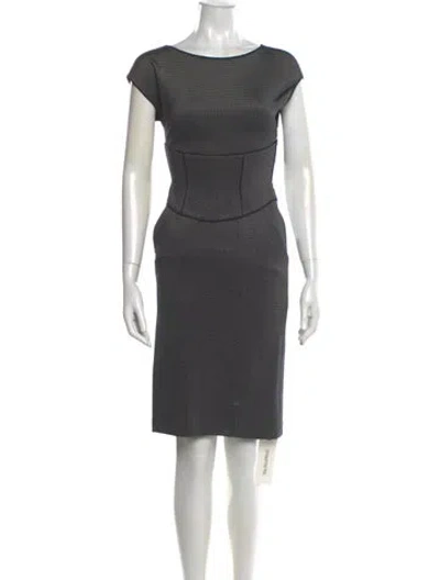 Pre-owned Giorgio Armani Bateau Neckline Knee-length Dress In Blue
