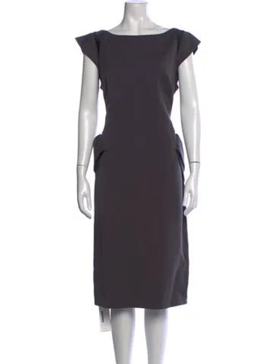 Pre-owned Giorgio Armani Bateau Neckline Knee-length Dress In Grey