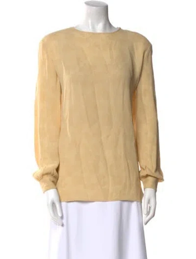 Pre-owned Giorgio Armani Bateau Neckline Long Sleeve Blouse In Yellow
