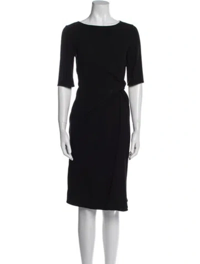 Pre-owned Giorgio Armani Bateau Neckline Midi Length Dress In Black