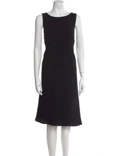 Pre-owned Giorgio Armani Bateau Neckline Midi Length Dress In Black