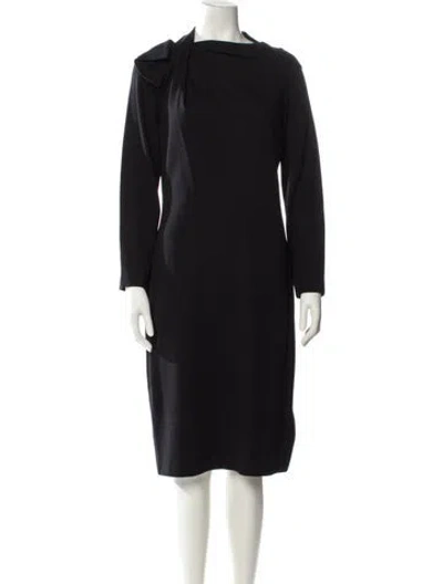 Pre-owned Giorgio Armani Bateau Neckline Midi Length Dress In Blue