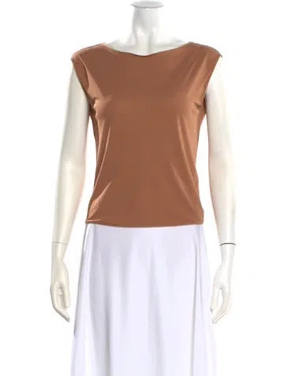 Pre-owned Giorgio Armani Bateau Neckline Sleeveless Top In Brown