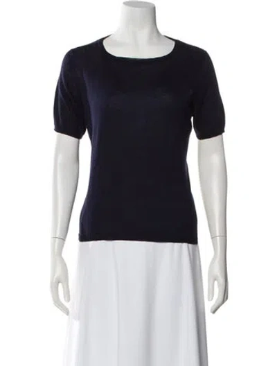 Pre-owned Giorgio Armani Bateau Neckline Sweater In Blue