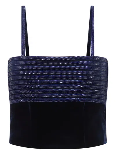 Giorgio Armani Beaded Crop Top In Blue