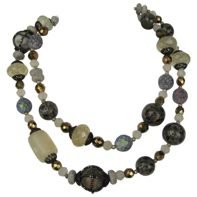 Pre-owned Giorgio Armani Beaded Necklace New, Never Worn 1990s In Gray