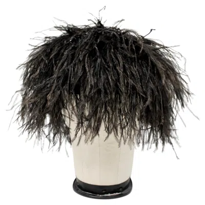 Pre-owned Giorgio Armani Beaded Ostrich Feather Vintage Hat In Black