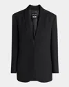 Giorgio Armani Single Breasted Silk Jacket With Rhinestone Embroidery In Black