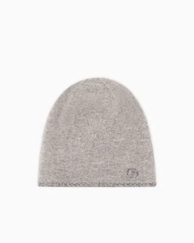 Giorgio Armani Beanie Hat In Cashmere In Gray