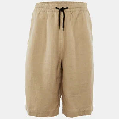 Pre-owned Giorgio Armani Beige Hemp Bermuda Shorts Xl In Sand