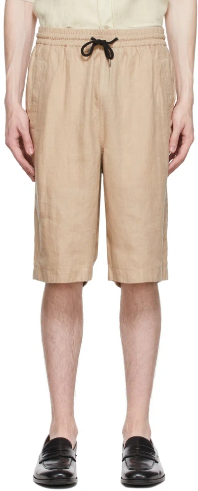 Giorgio Armani Beige Hemp Shorts In U6r2 Nude