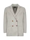 Giorgio Armani Women Beige Jacquard Jersey Double-breasted Jacket