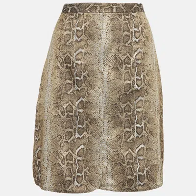 Pre-owned Giorgio Armani Beige Jacquard Short Skirt M In Sand