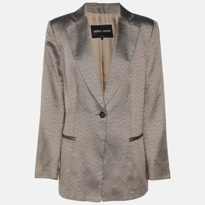 Pre-owned Giorgio Armani Beige Jacquard Single Breasted Blazer M In Sand