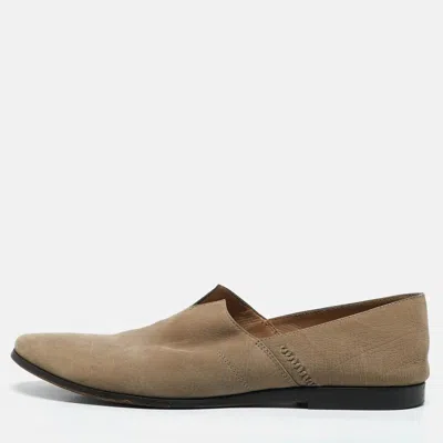 Pre-owned Giorgio Armani Beige Leather Slip On Loafers Size 42