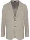 Giorgio Armani Upton Line Single-breasted Jacket In Linen Canvas In Beige
