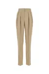 Giorgio Armani Silk Trousers With High Waist And Pockets In Beige