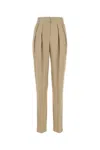 Giorgio Armani Silk Trousers With High Waist And Pockets In Beige