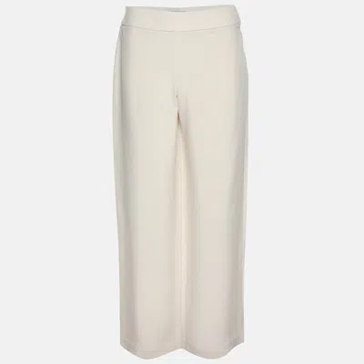 Pre-owned Giorgio Armani Beige Silk Shantung Classic Palazzo Pants M In Sand