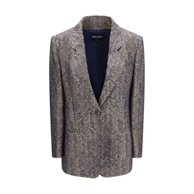 Giorgio Armani Beige Viscose Blazer In Gray