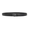 Giorgio Armani Embossed And Smooth Leather Belt In Black