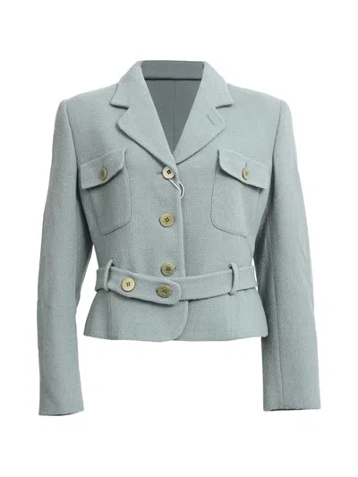 Pre-owned Giorgio Armani Belted Cropped Blazer In Green