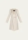 Giorgio Armani Belted Metallic Wrap Coat In Gold