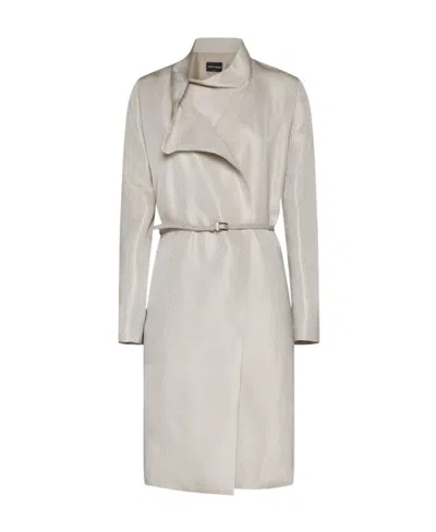 Giorgio Armani Belted Midi Coat In White
