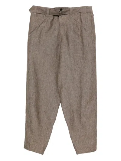 Giorgio Armani Belted Trousers In Neutral
