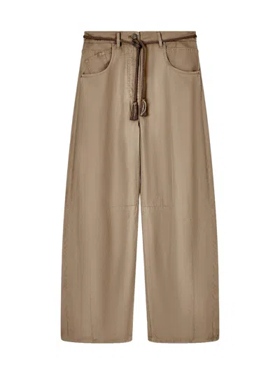 Giorgio Armani Belted Trousers With Rope Belt For Women In Brown