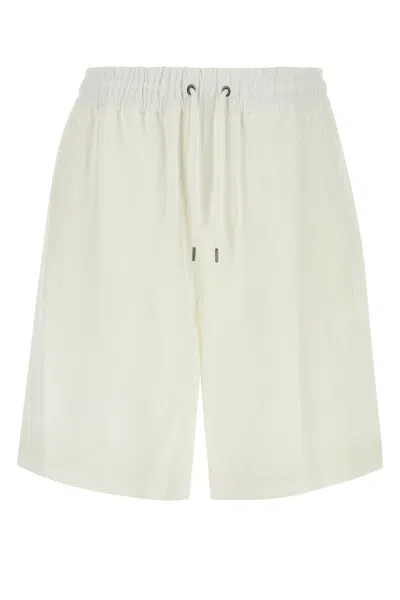 Giorgio Armani Linen Bermuda Shorts Featuring Back Pocket In White