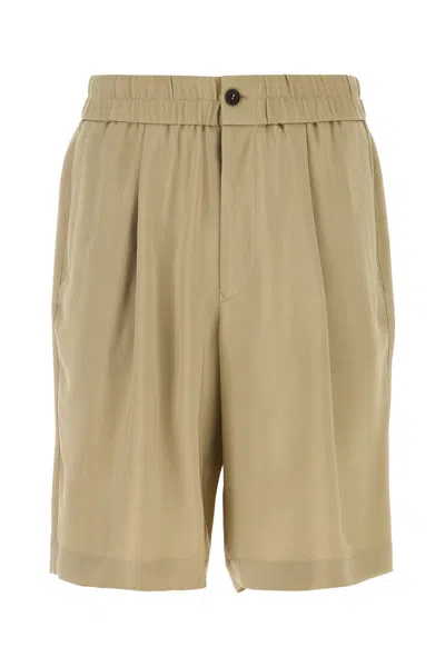 Giorgio Armani Men Cappuccino Twill Bermuda Shorts In Nude