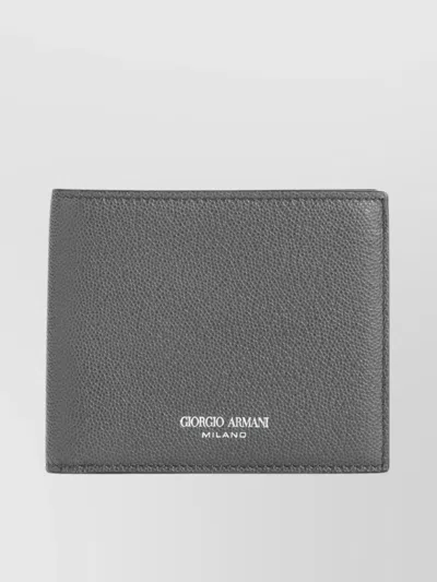 Giorgio Armani Bi-fold Wallet Textured Finish In Blue