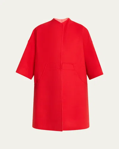 Giorgio Armani Bicolor Virgin Wool Coat In Red