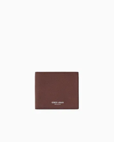 Giorgio Armani Bifold Leather Wallet In Brown