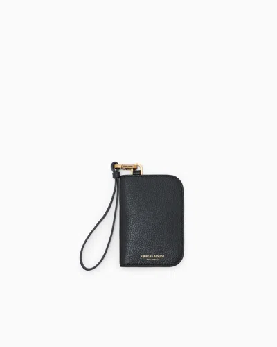 Giorgio Armani Bifold Wallet In Grained Leather In Black