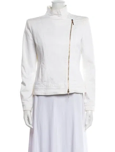 Pre-owned Giorgio Armani Biker Jacket In White