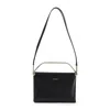 Giorgio Armani Logo Stamp Leather Crossbody Bag In Black